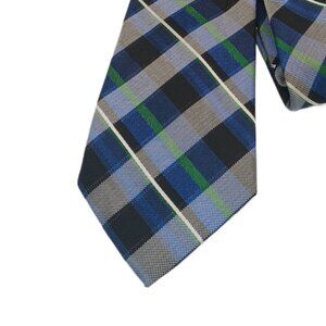 Ben Sherman Cotton Tie Men’s 61” Blue Green Plaid Western Preppy Classic New